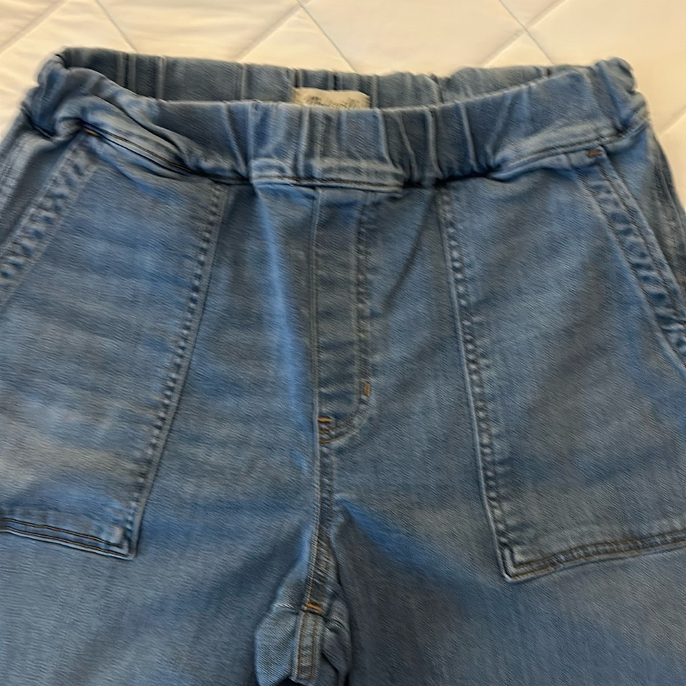 Madewell Pull-on jeans blue elastic waist patch pockets